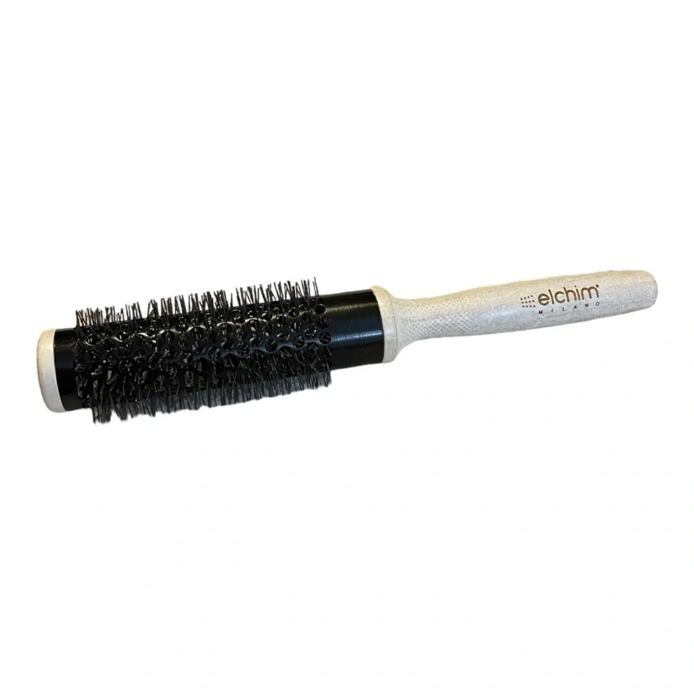 Elchim Thermal Round Blow Drying Hair Brush Ceramic Barrel Wooden Handle 1 1/4”